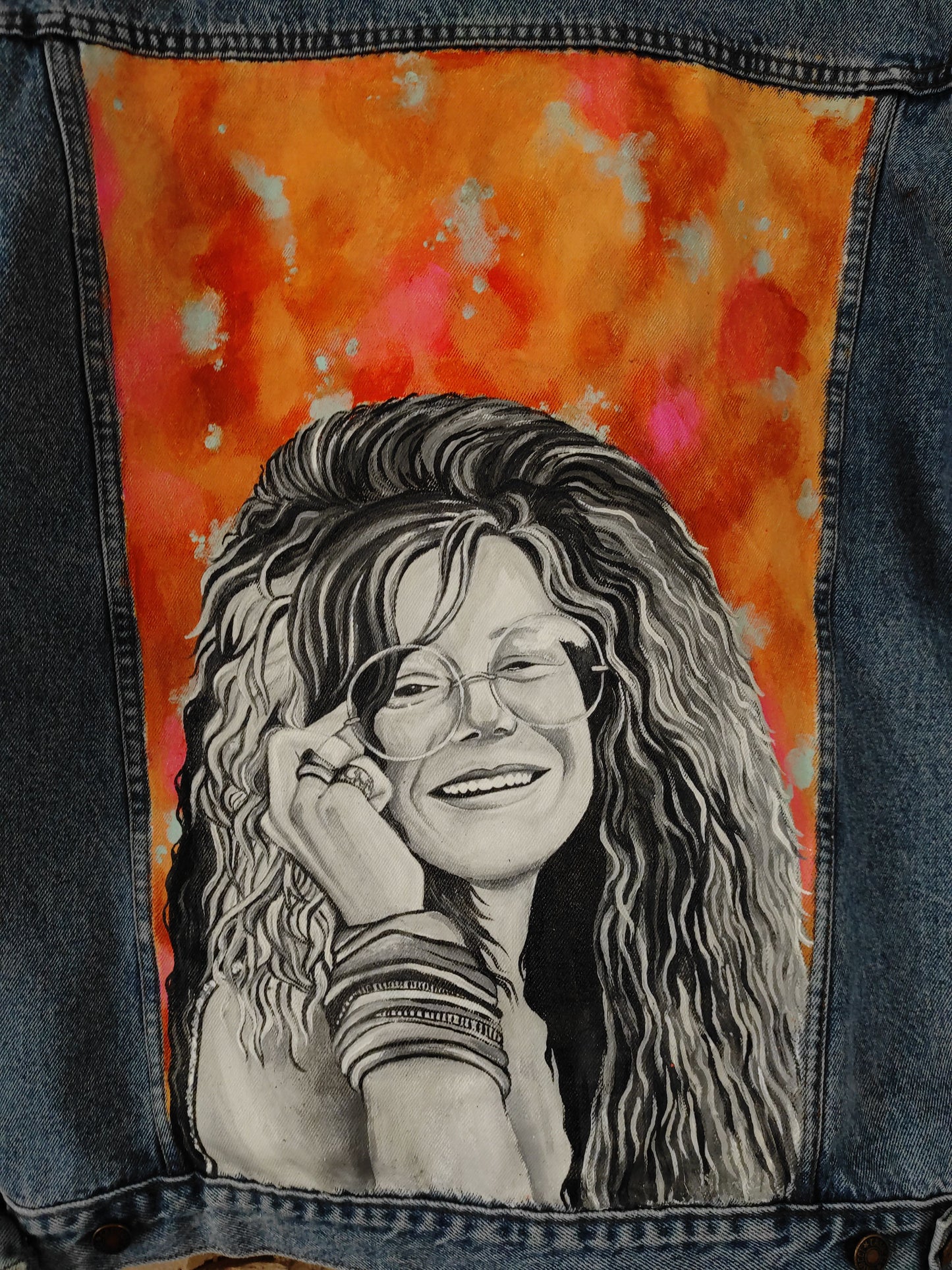 Casaco Pintado à Mão Janis Joplin