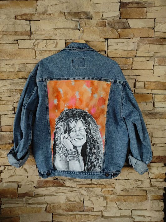 Casaco Pintado à Mão Janis Joplin