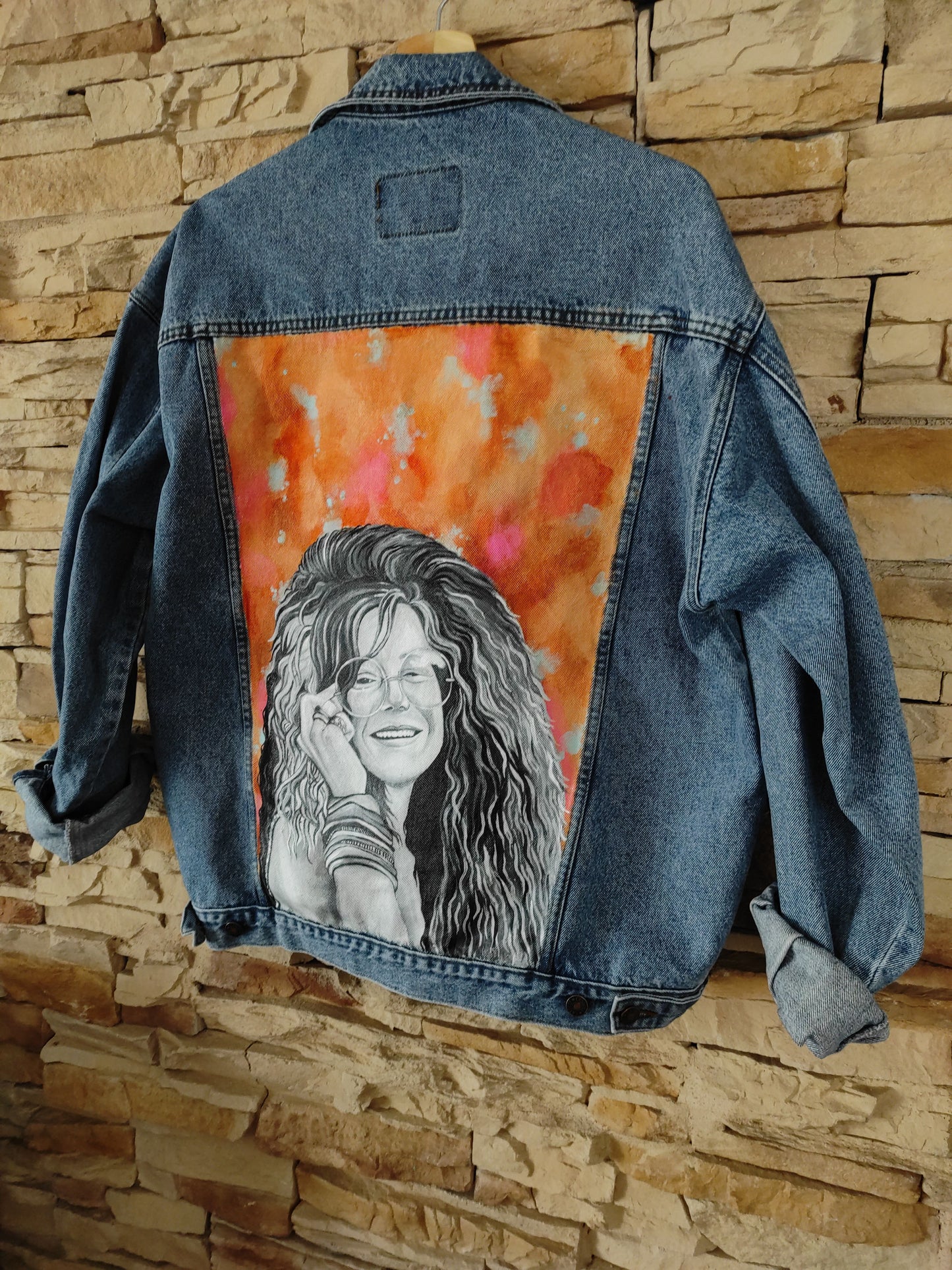 Casaco Pintado à Mão Janis Joplin