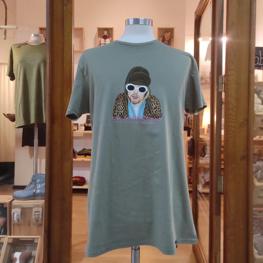 T-shirt Pintada à Mão Kurt Cobain